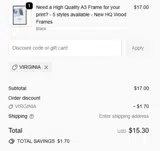 VIRGINIA coupon verification screenshot