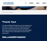 Williams Racing coupon verification screenshot