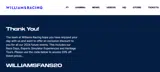 Williams Racing coupon verification screenshot