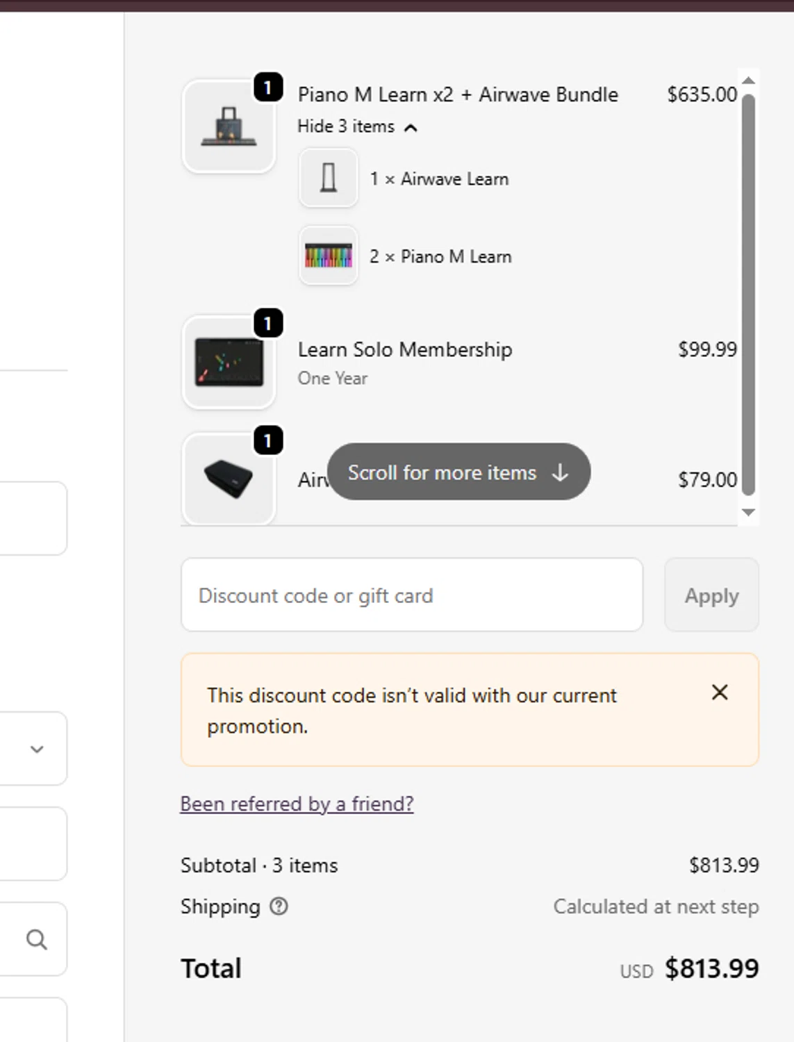 Roli discount code screenshot showing code LOVEROLI applied at Roli checkout page. Uploaded by SimplyCodes community member ashe1986 on Dec 23, 2025