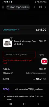 Rollacrit coupon verification screenshot