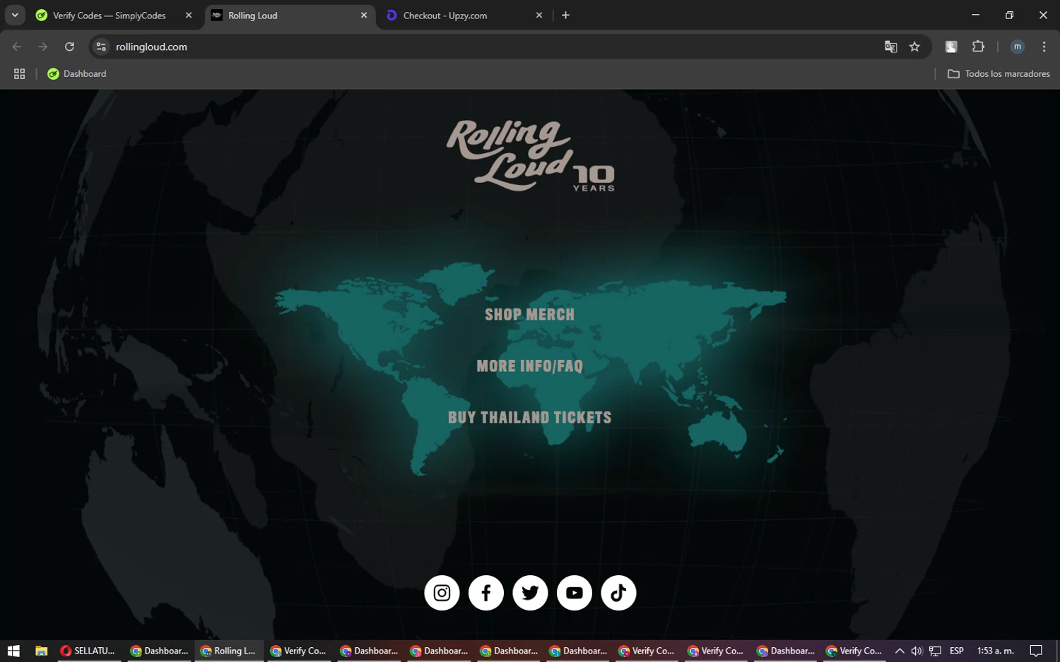 Rolling Loud Festival promo code screenshot showing code FREESHIP applied at Rolling Loud Festival checkout page. Uploaded by SimplyCodes community member CoinHunter3841 on Mar 18, 2025