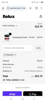 Rolux coupon verification screenshot
