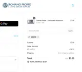 Romano Promo Dealer Supply coupon verification screenshot