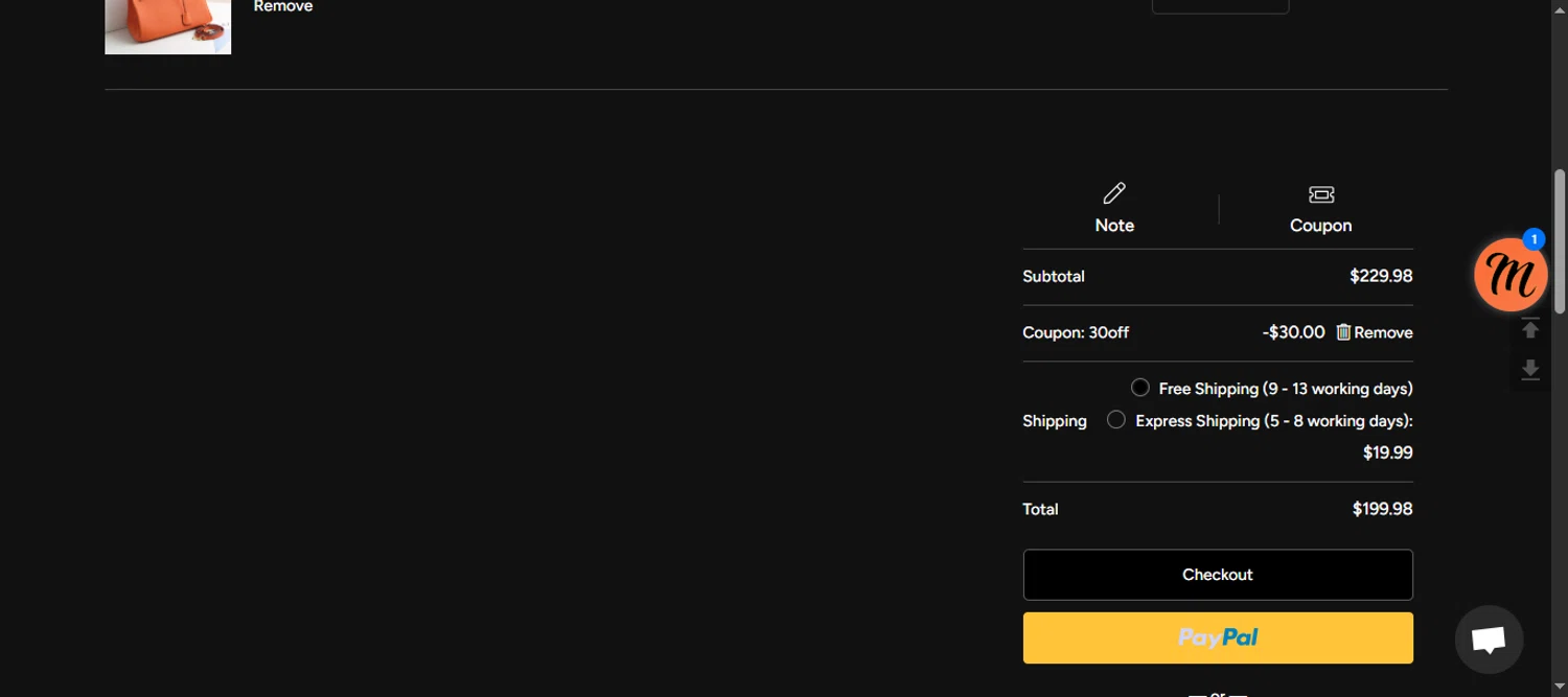 Romy Tisa promo code screenshot showing code 30off applied at Romy Tisa checkout page. Uploaded by SimplyCodes community member 111111 on Jul 5, 2025