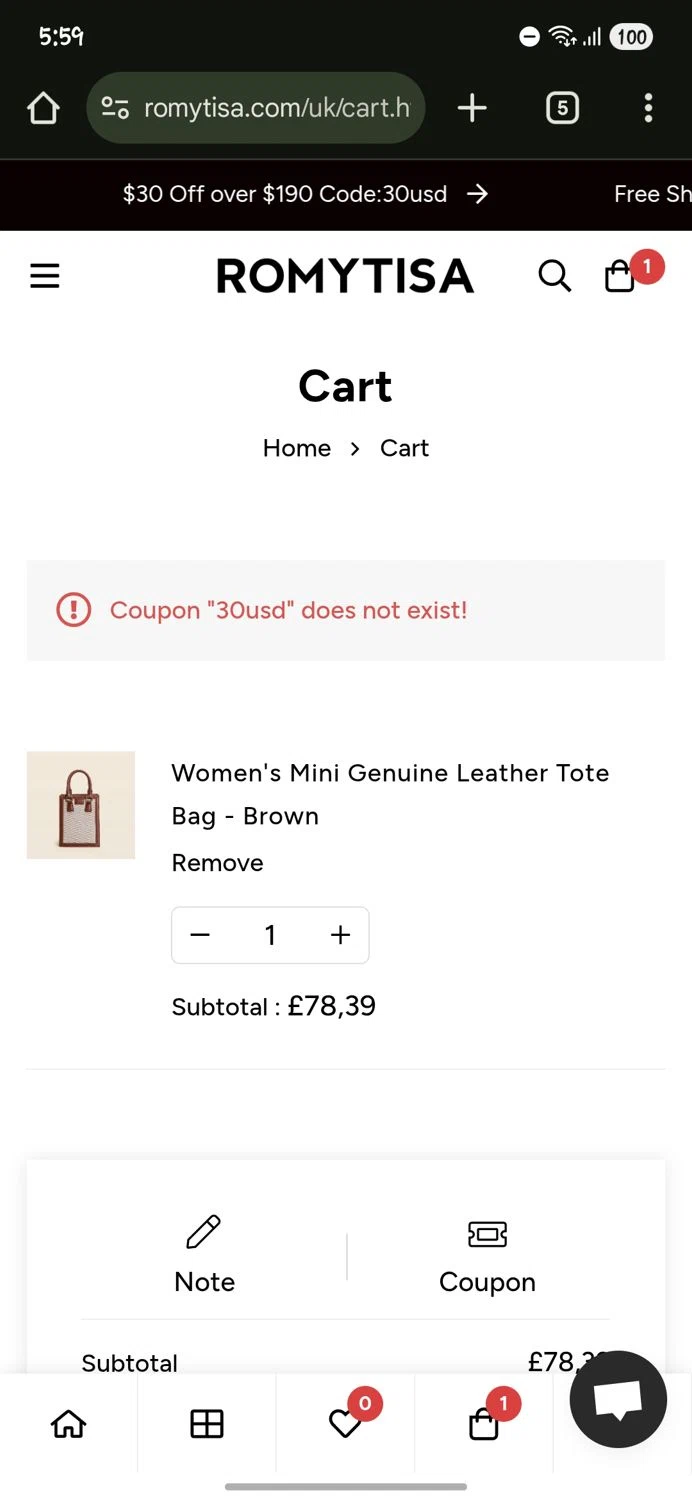 Romy Tisa promo code screenshot showing code 30USD applied at Romy Tisa checkout page. Uploaded by SimplyCodes community member gerardlaya on Jul 5, 2025