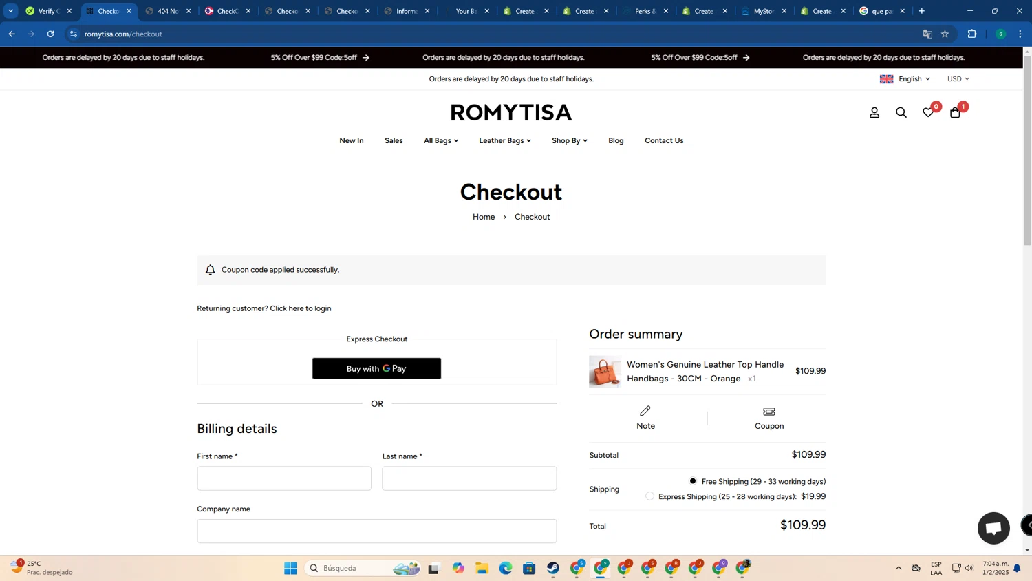 Romy Tisa promo code screenshot showing code 5off applied at Romy Tisa checkout page. Uploaded by SimplyCodes community member FrugalExpert8809 on Feb 1, 2025