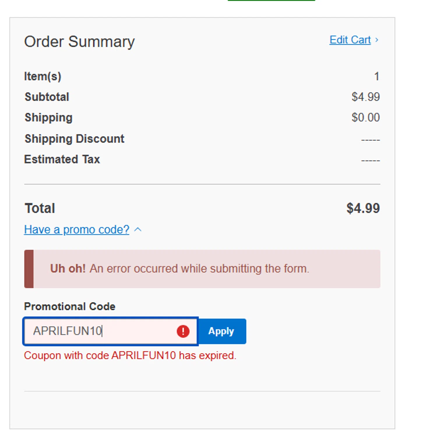 Ron Jon Surf Shop promo code screenshot showing code APRILFUN10 applied at Ron Jon Surf Shop checkout page. Uploaded by SimplyCodes community member steve_jeff on Apr 30, 2025