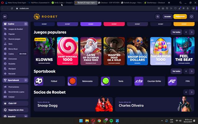 Roobet checkout page showing Roobet promo code box | Screenshot taken by SimplyCodes community member on Dec 30, 2024