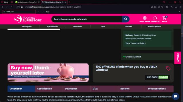 Roofing Superstore checkout page showing Roofing Superstore discount code box | Screenshot taken by SimplyCodes community member on Dec 13, 2024