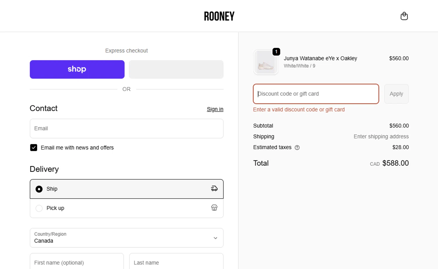 Rooney Shop promo code screenshot showing code THANKS15 applied at Rooney Shop checkout page. Uploaded by SimplyCodes community member Emil05111429 on Oct 18, 2025