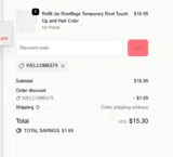 WELCOME679 coupon verification screenshot