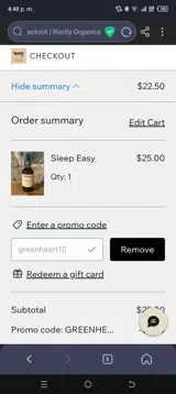 greenheart10 coupon verification screenshot