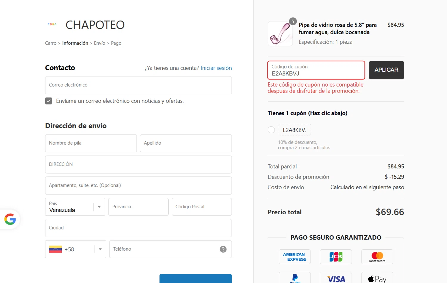 RORA checkout page showing RORA promo code box | Screenshot taken by SimplyCodes community member on Jun 9, 2025