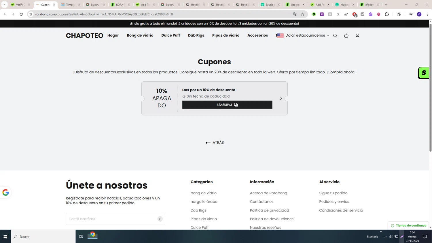 RORA promo code screenshot showing code E2A8KBVJ applied at RORA checkout page. Uploaded by SimplyCodes community member Rado1234 on Nov 7, 2025