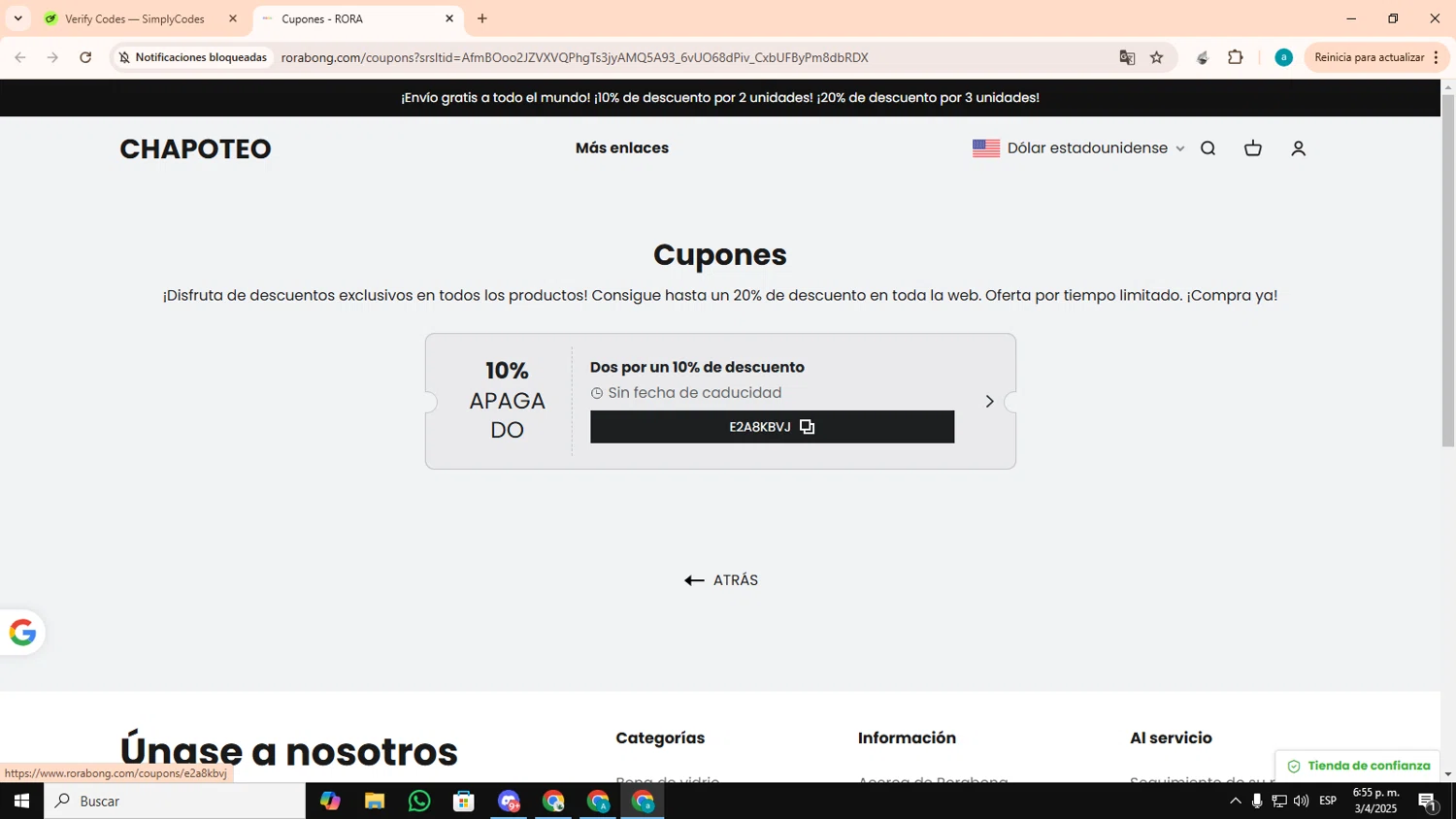 RORA checkout page showing RORA promo code box | Screenshot taken by SimplyCodes community member on Apr 3, 2025