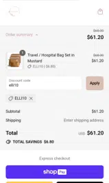 elli10 coupon verification screenshot