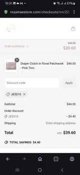 Jess10 coupon verification screenshot