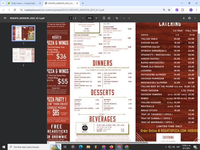 Rosati's Pizza checkout page showing Rosati's Pizza coupon code box | Screenshot taken by SimplyCodes community member on Jul 9, 2025
