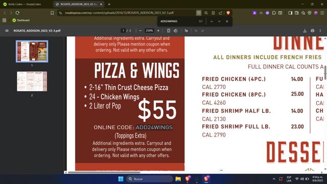 Rosati's Pizza checkout page showing Rosati's Pizza coupon code box | Screenshot taken by SimplyCodes community member on Aug 9, 2025