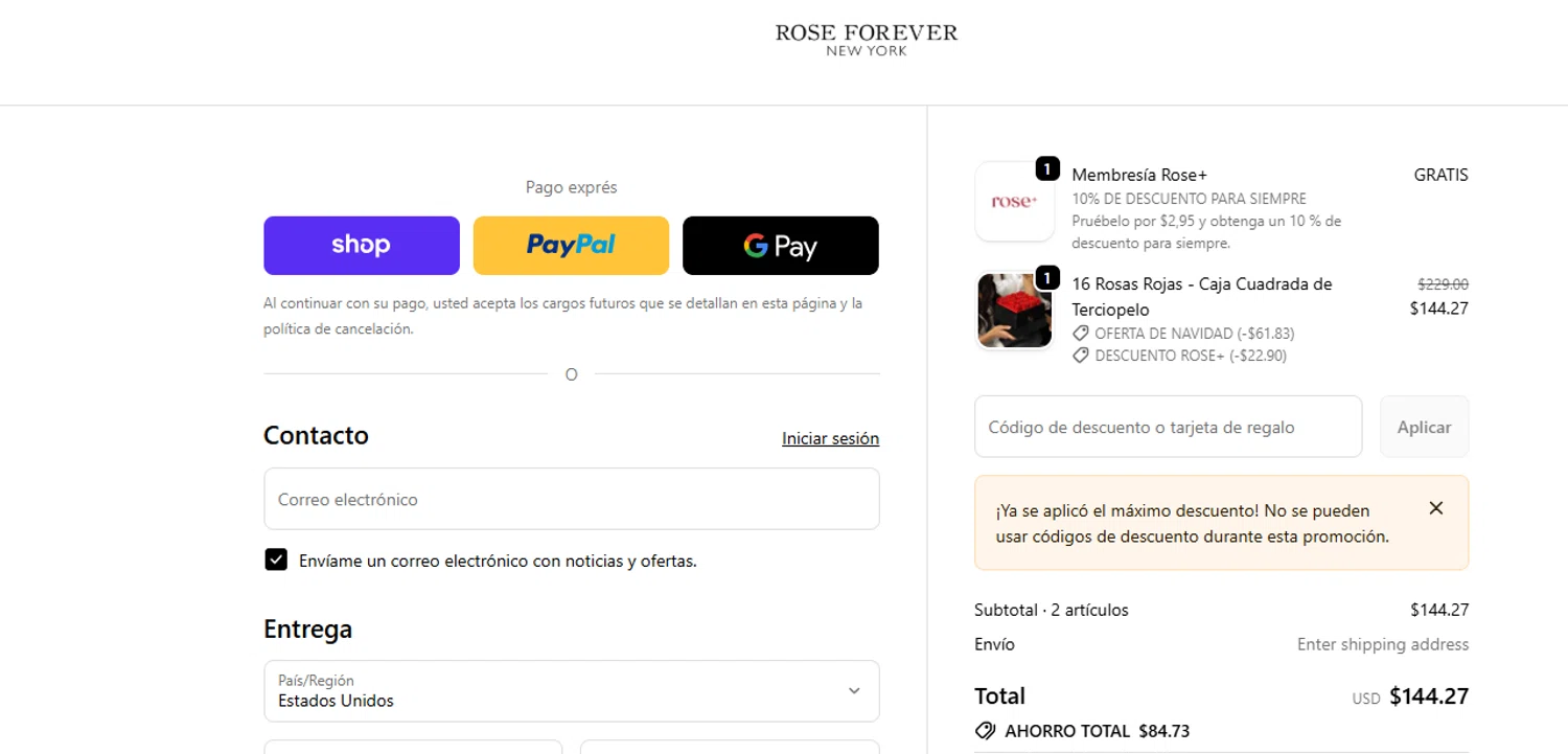 Rose Forever NY promo code screenshot showing code Kimreed20 applied at Rose Forever NY checkout page. Uploaded by SimplyCodes community member ashe1986 on Dec 22, 2025