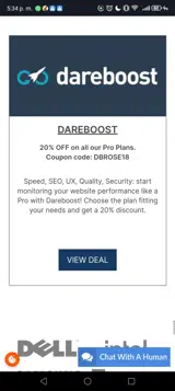 DBROSE18 coupon verification screenshot
