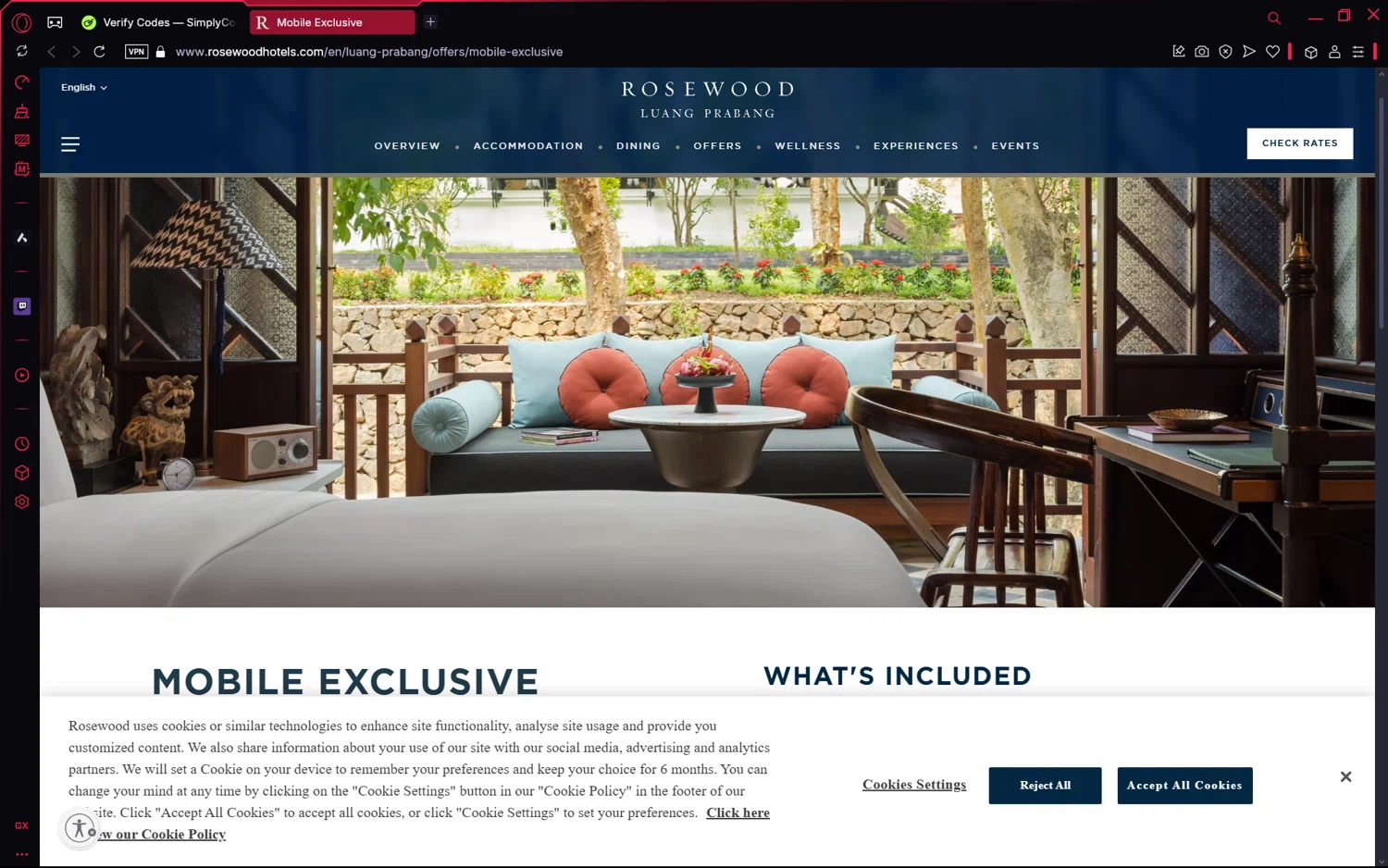 Rosewood Hotels and Resorts promo code screenshot showing code PRMMOBILE applied at Rosewood Hotels and Resorts checkout page. Uploaded by SimplyCodes community member frijolito on Mar 26, 2025