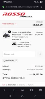 ROSSO100 coupon verification screenshot