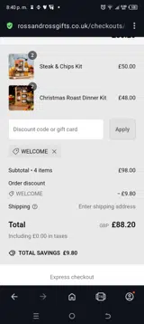 Ross & Ross Gifts coupon verification screenshot