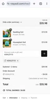ASHLEY10 coupon verification screenshot