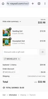 Michelle15 coupon verification screenshot