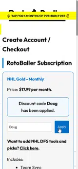 Roto Baller coupon verification screenshot