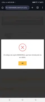 MEMORIAL coupon verification screenshot