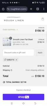 Early15 coupon verification screenshot