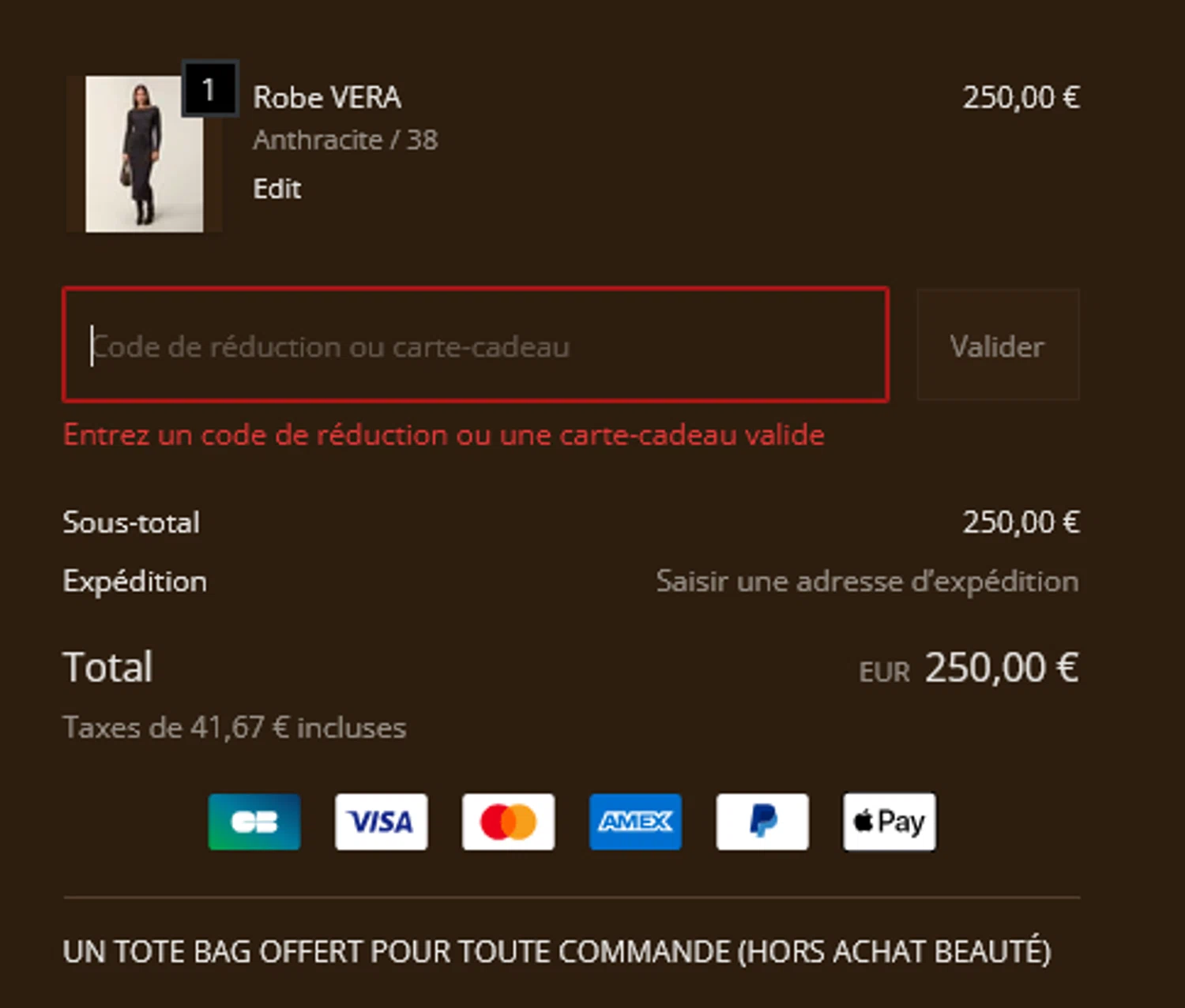 Rouje discount code screenshot showing code BONJOUR-10 applied at Rouje checkout page. Uploaded by SimplyCodes community member xocelot44x on Oct 6, 2025