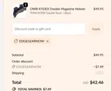 EDGEGEARNOW coupon verification screenshot