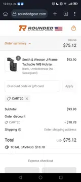 CART20 coupon verification screenshot