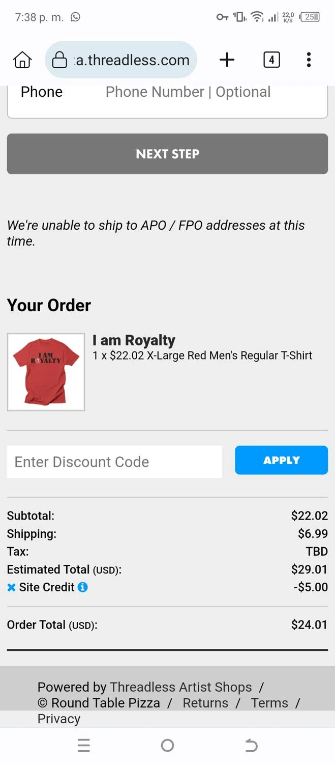 where to use Round Table Pizza promo code box