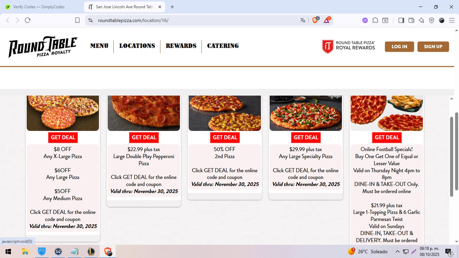 Round Table Pizza Promo Code - 25% Off December 2025