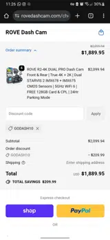 GODASH10 coupon verification screenshot