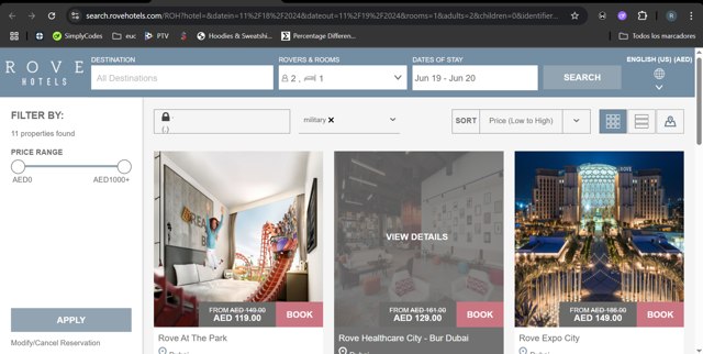 Rove Hotels checkout page showing Rove Hotels promo code box | Screenshot taken by SimplyCodes community member on Jun 18, 2025