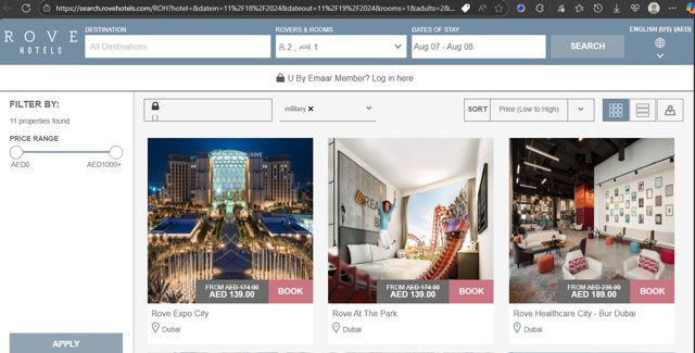 Rove Hotels checkout page showing Rove Hotels promo code box | Screenshot taken by SimplyCodes community member on Aug 6, 2025
