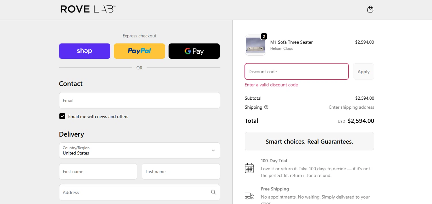 Rove Lab discount code screenshot showing code TECHLINKED applied at Rove Lab checkout page. Uploaded by SimplyCodes community member MoneyHunter5624 on Oct 2, 2025