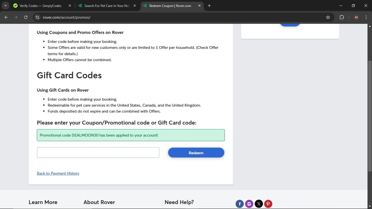 how to use Rover coupons