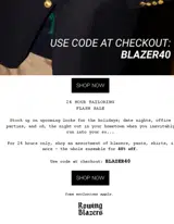 BLAZER40 coupon verification screenshot