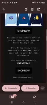 SWEATER40 coupon verification screenshot