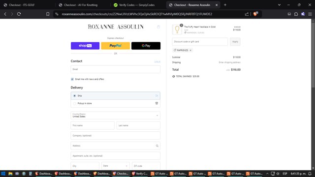 Roxanne Assoulin checkout page showing Roxanne Assoulin promo code box | Screenshot taken by SimplyCodes community member on Nov 26, 2024