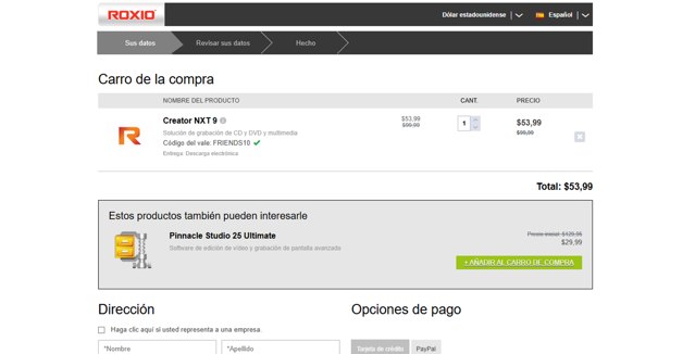 Roxio checkout page showing Roxio coupon code box | Screenshot taken by SimplyCodes community member on Jul 8, 2025