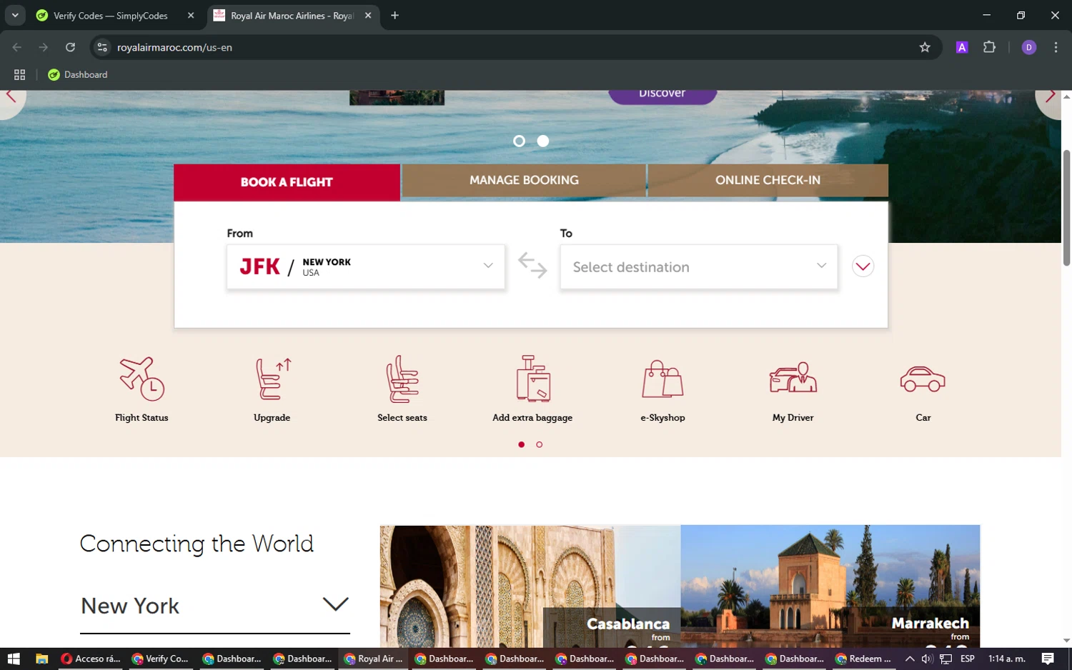 Royal Air Maroc promo code screenshot showing code FLASH applied at Royal Air Maroc checkout page. Uploaded by SimplyCodes community member CashSleuth4660 on Mar 24, 2025