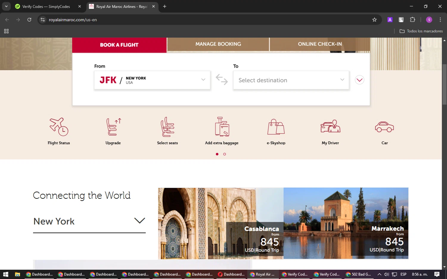 Royal Air Maroc checkout page showing Royal Air Maroc promo code box | Screenshot taken by SimplyCodes community member on Jan 29, 2025